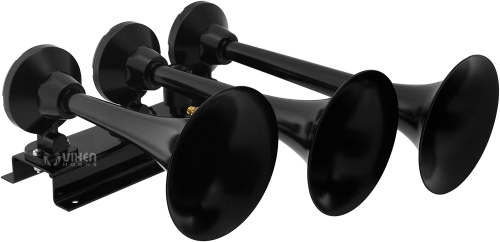 Vixen Horns Train Horn Kit for Trucks/Car/Semi. Complete Onboard System- 200psi Air Compressor, 3 Gallon Tank, 3 Trumpets. Super Loud dB. Fits Vehicles like Pickup/Jeep/RV/SUV 12v VXO8330B/3418B