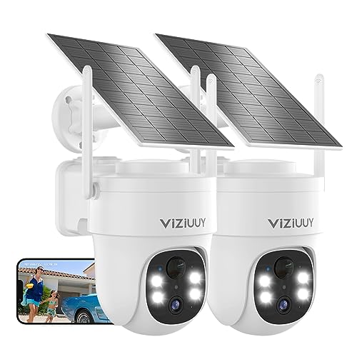Solar Security Cameras Wireless Outdoor, 3MP Pan Tilt 360°WiFi Camera with Color Night Vision/PIR Sensor/2-Way Audio/Alexa/Google Assistant