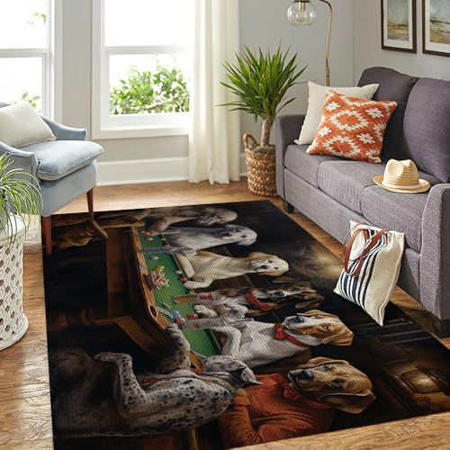 Nova Scotia Duck Tolling Retriever Dog Rug for Living Room Bedroom, Wild Animals Prints Area Rug, Dogs Playing Billiards Customize Size 149REC145 PT5JBN (Custom)