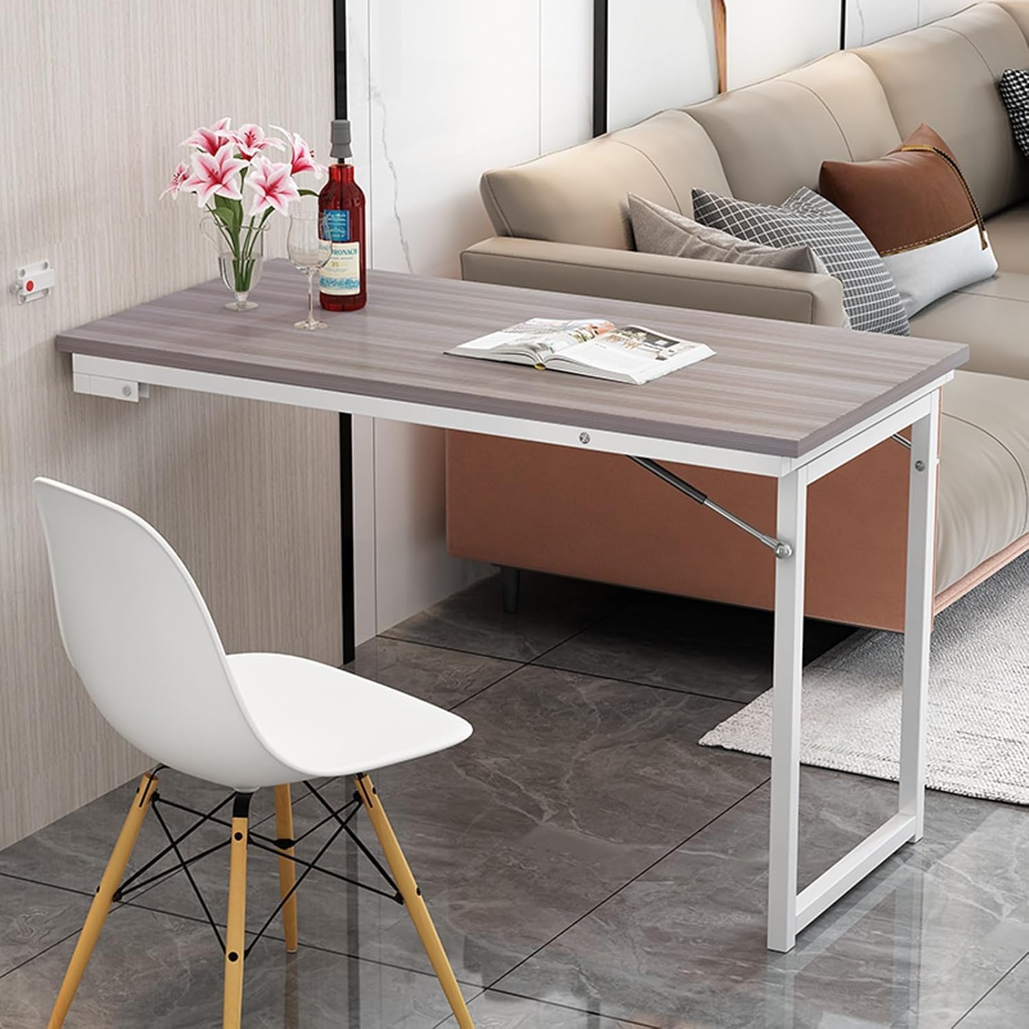 Wall Mounted Folding Desk, Heavy Duty Wall Mounted Folding Table, With Adjustable Steel Bracket Fold Down Wall Mounted Workbench, Suitable For Home, Office, Study Room ( Color : A , Size : 47.2*20IN(1