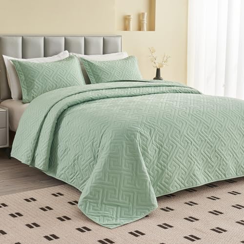 Oversized King Bedspreads 128x120 for Extra Tall/Large King or Cal King Bed Quilted Reversible Lightweight Coverlet Set 1 Quilt 2 Pillow Shams Blue