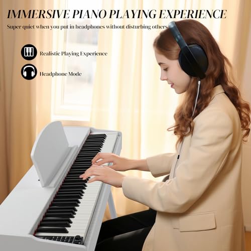 Ktaxon Digital Piano 88-Key Weighted Action Electric Piano with 3-Pedal Unit, Double Bluetooth, Split/Touch/Transpose Control Functions(Black)