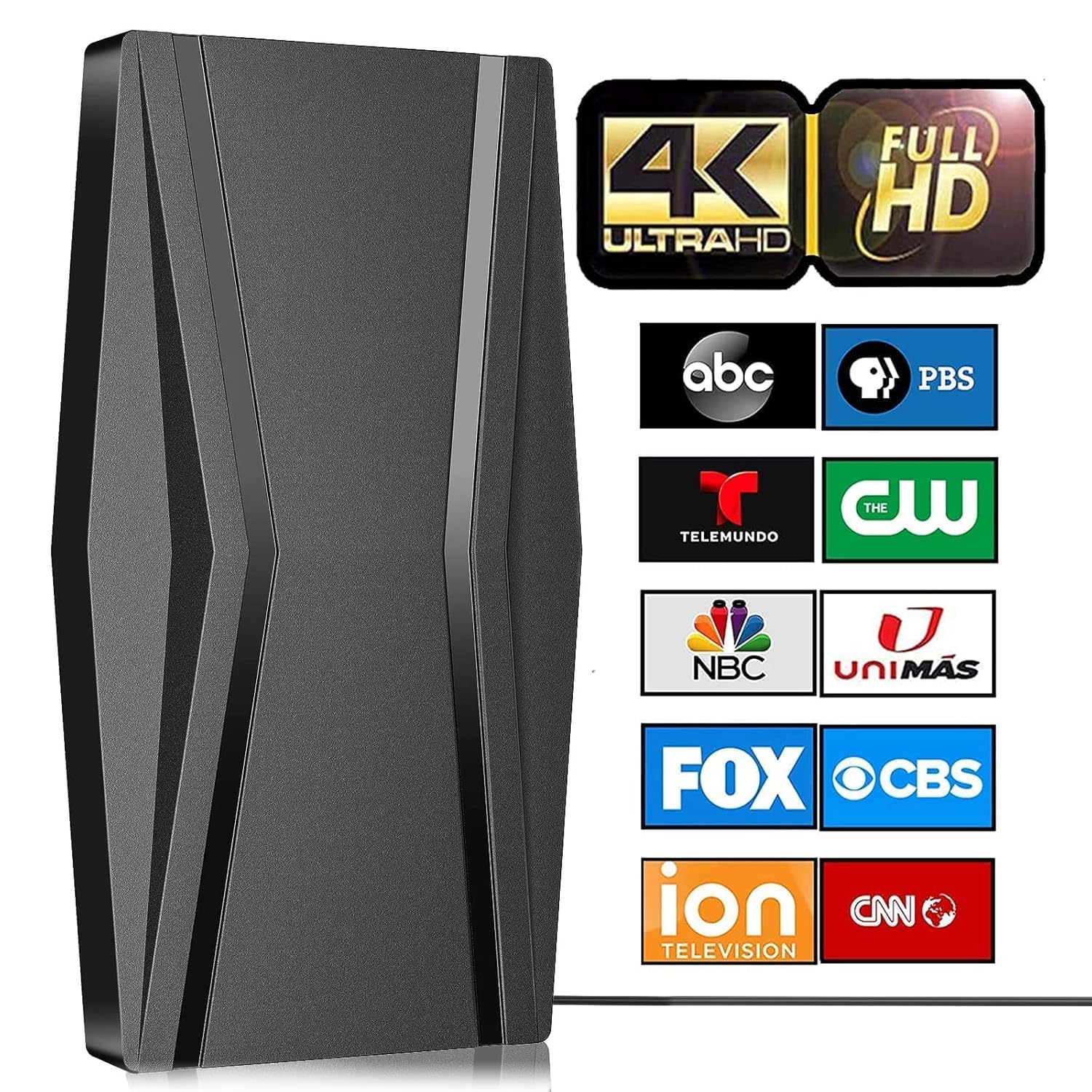 TV Antenna- Amplified Digital TV Antenna Indoor 420 Miles Range-Support 4K 1080p Fire tv Stick and All Older TV's- Smart Switch Amplifier Signal Booster-30ft Coax HD TV Cable Pack of 2