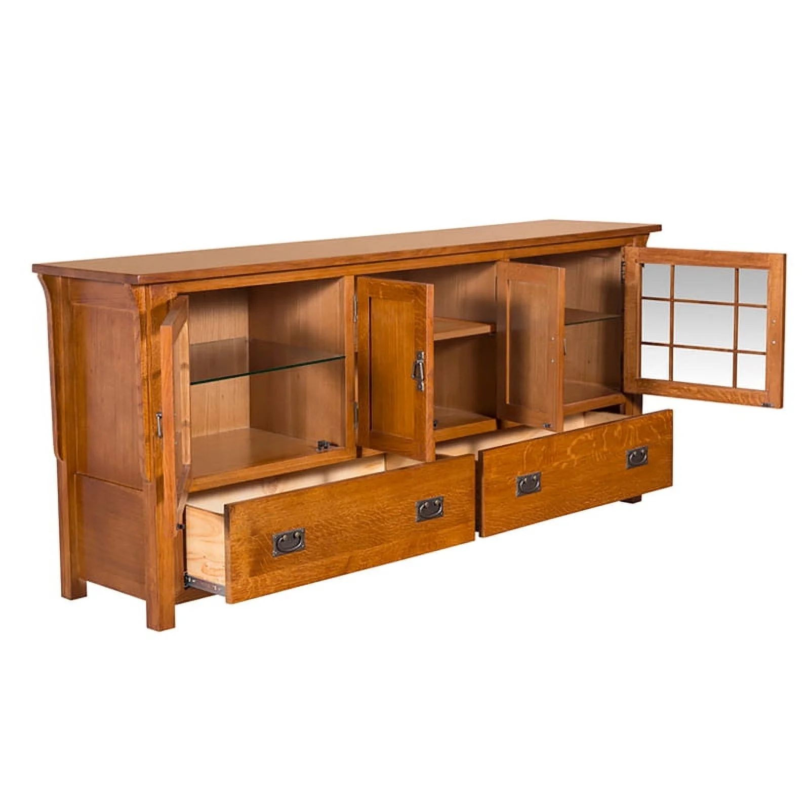 Crafters and Weavers Arts and Crafts Wood TV Stand for TVs up to 72