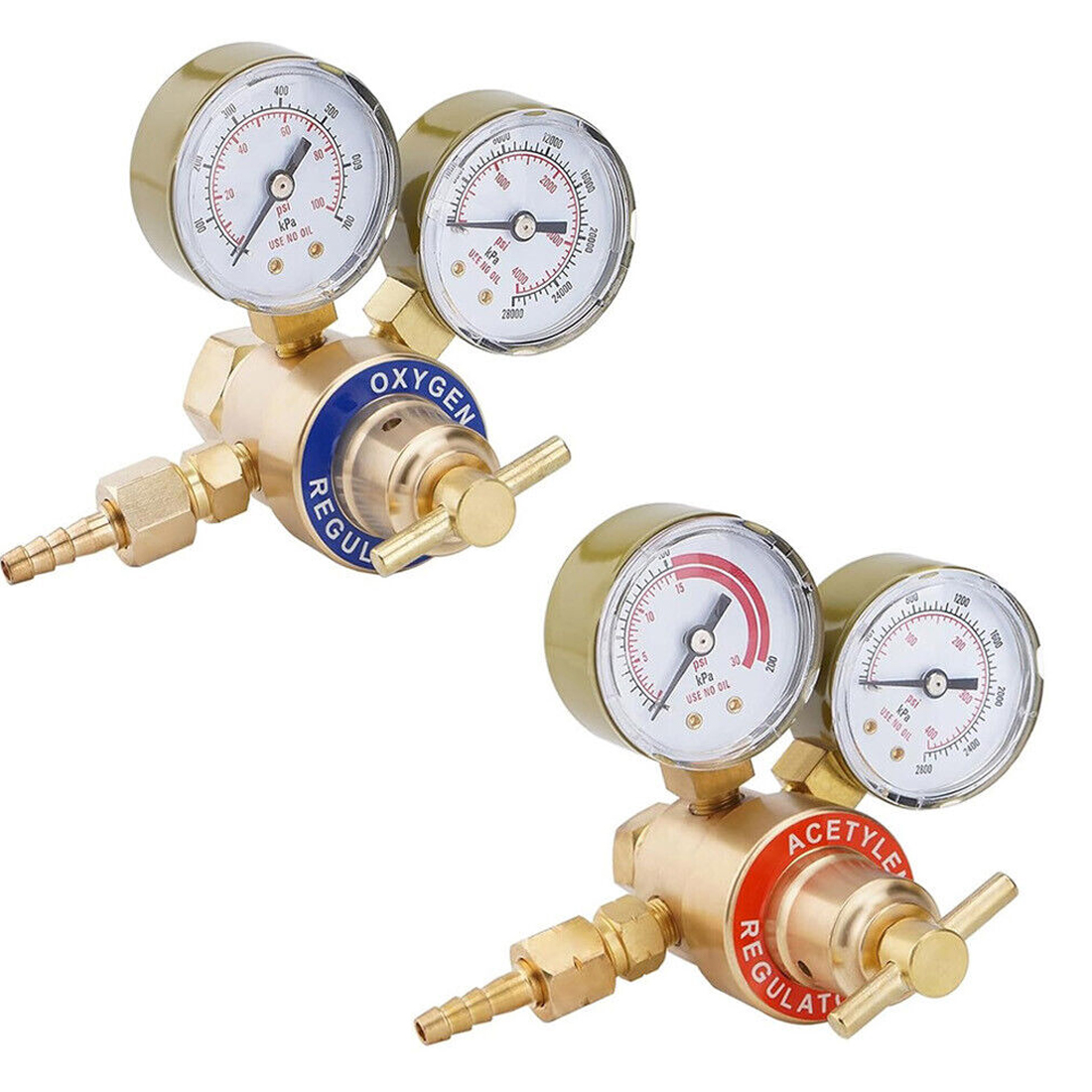 MOTMAX Oxygen and Acetylene Regulators Welding Gas Gauges, CGA540 & CGA200