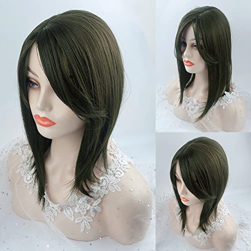 Seamless Straight Head Top Hairpiece Free Part Clip in Topper With Side Part Bangs (Black Brown)
