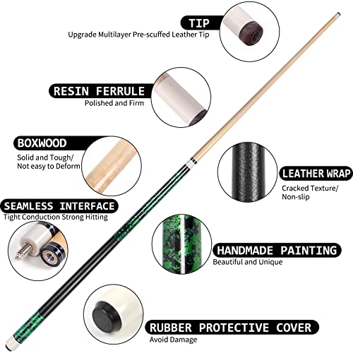 LOTKEY Pool Cue Set of 4 - Canadian Maple Professional Pool Sticks, 58'' Pool Cue Stick, 18-21 oz Cue Sticks with Extra 2 Pool Chalks, Pool Sticks for Adults, Durable, Suitable for Billiard Players