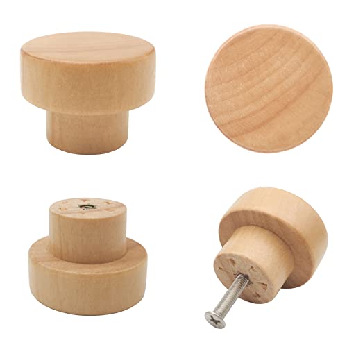 16PCS Unfinished Wood Dresser Knobs, Mushroom Wooden Cabinet Knobs, Round Wood Drawer Knobs Pulls Handle (Diameter: 1.3
