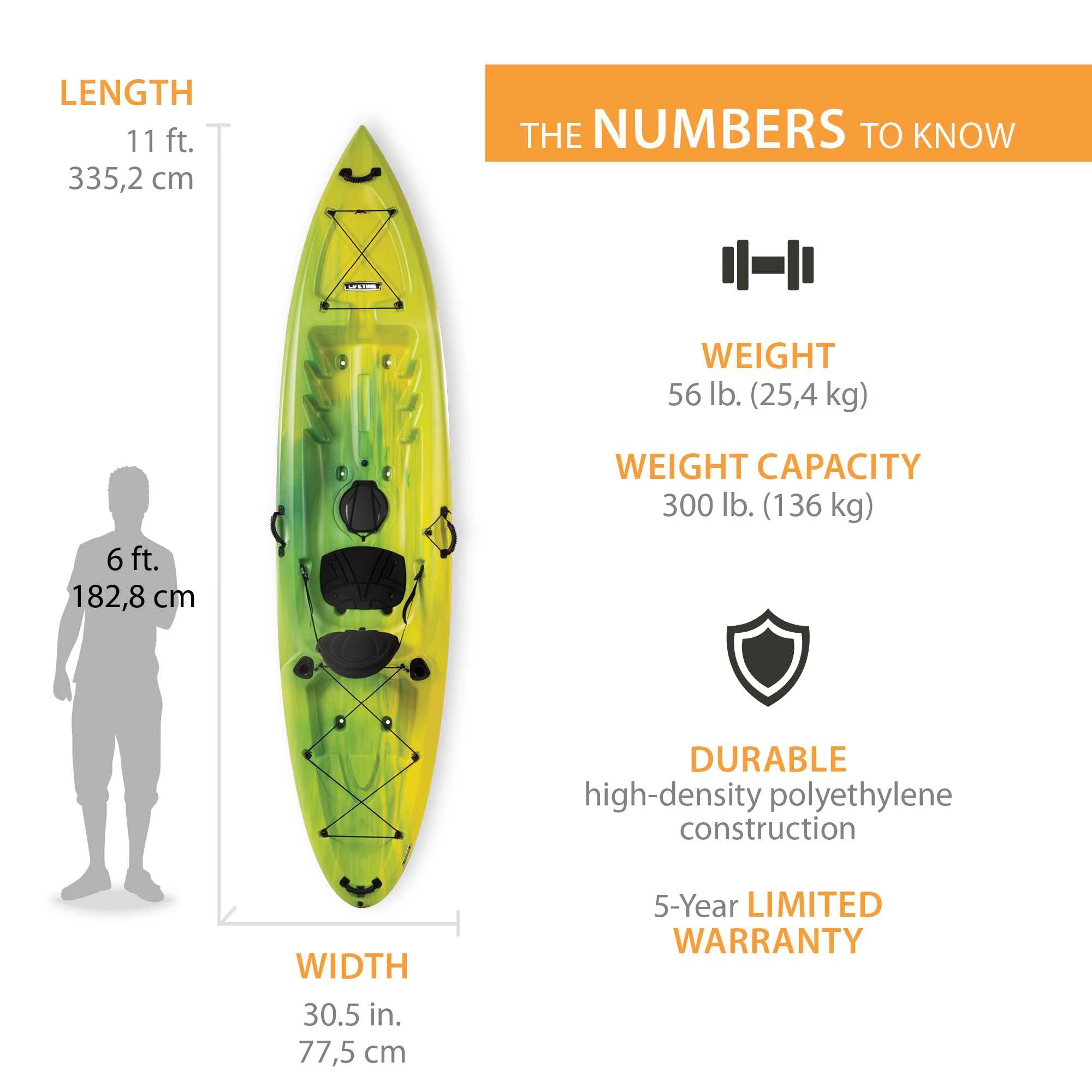 Lifetime Temptation 11 ft Sit-on-Top Kayak, Lemongrass Fusion (90979)