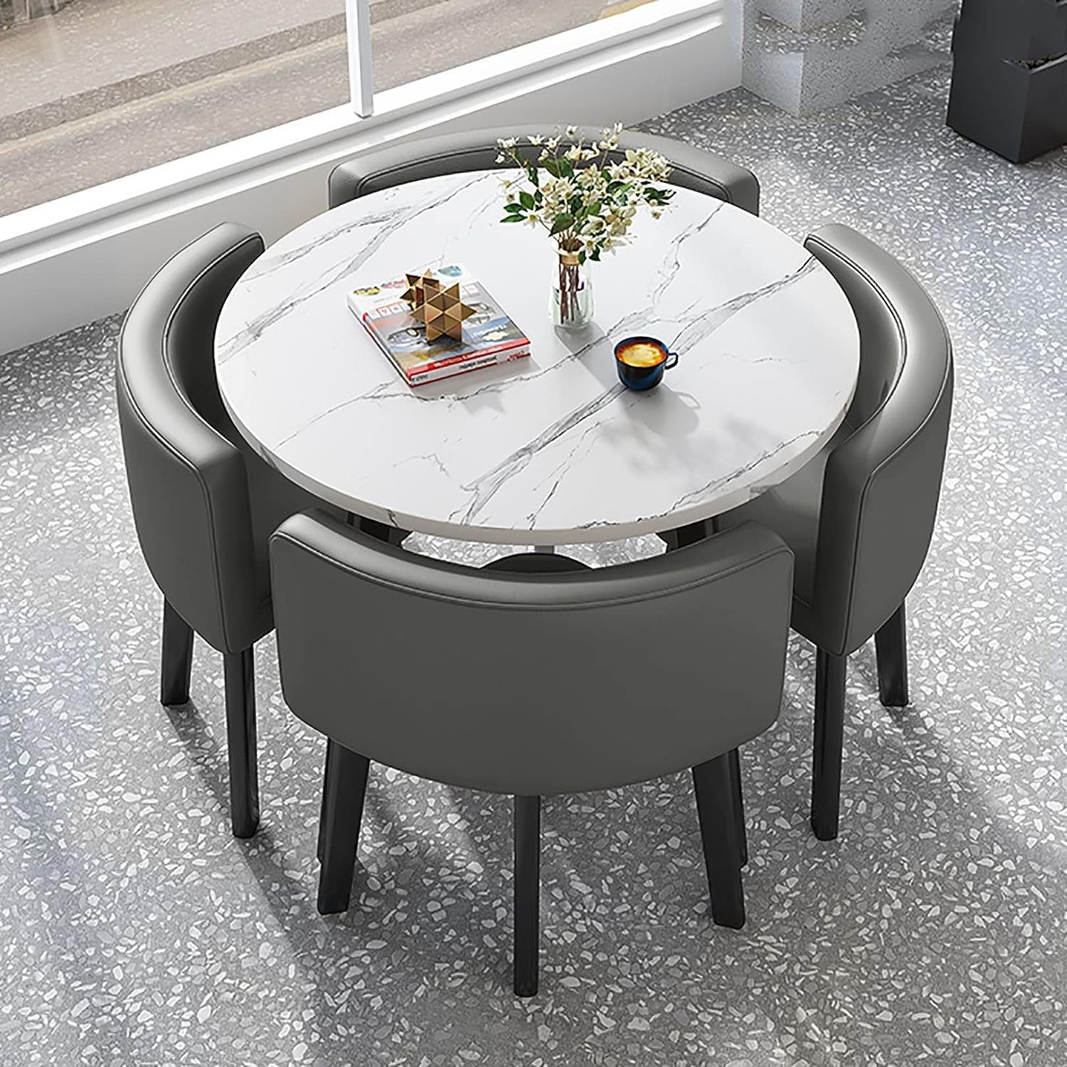 Office Reception Conference Round Dining Table Set Coffee Table And Chair Set,Kitchen Dining Table Set For 4,Small Conference Room Tables Simple Office Table Round Furniture Table And Chair Set Save S