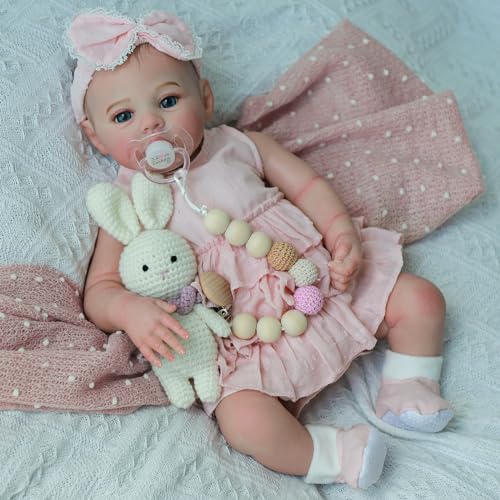Lifelike Reborn Baby Dolls - 18 Inch Realistic Newborn Baby Dolls Girl, Real Life Baby Dolls with Soft Weighted Body, Real Baby Reborn Gift with Accessories for 3+ Years Old Kids