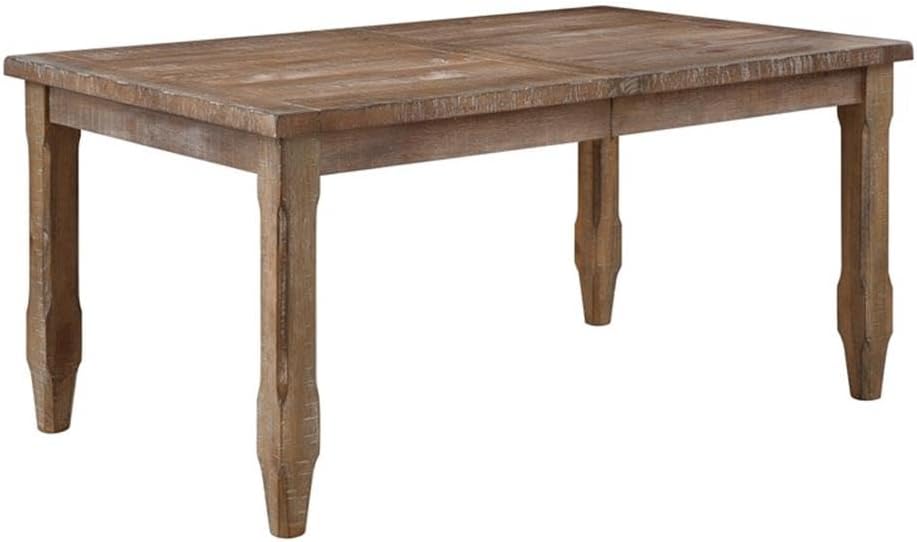 BOWERY HILL Light Brown Distressed Wood Extendable Dining Table