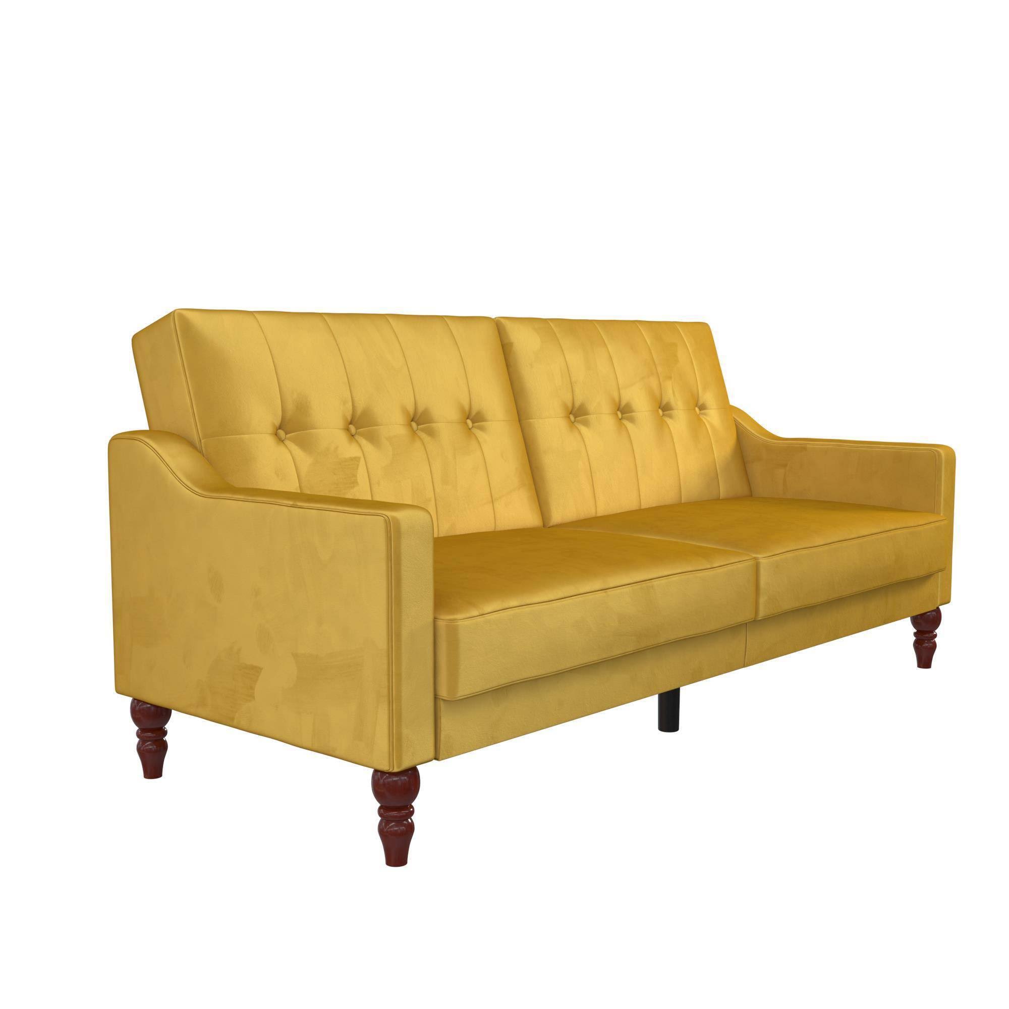 Novogratz Beatrice Coil Futon Convertible Sofa Bed u0026 Couch - Mustard
