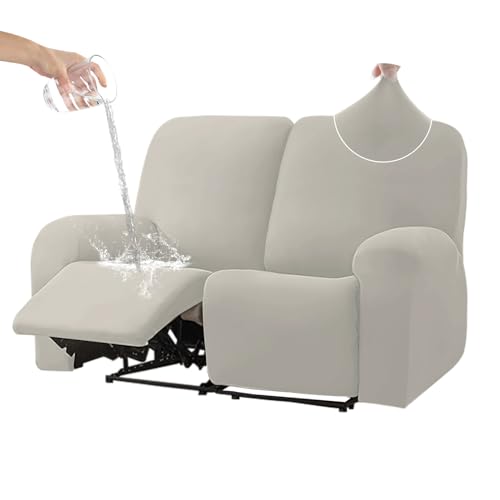 HDCAXKJ Waterproof Loveseat Recliner Cover for 2 Cushion Couch Reclining Sofa 2 Seat Stretch Soft Recliner Sofa Covers Double Recliner Cover Love Seat Recliner Slipcovers Protector (Orange, 2 Seat)