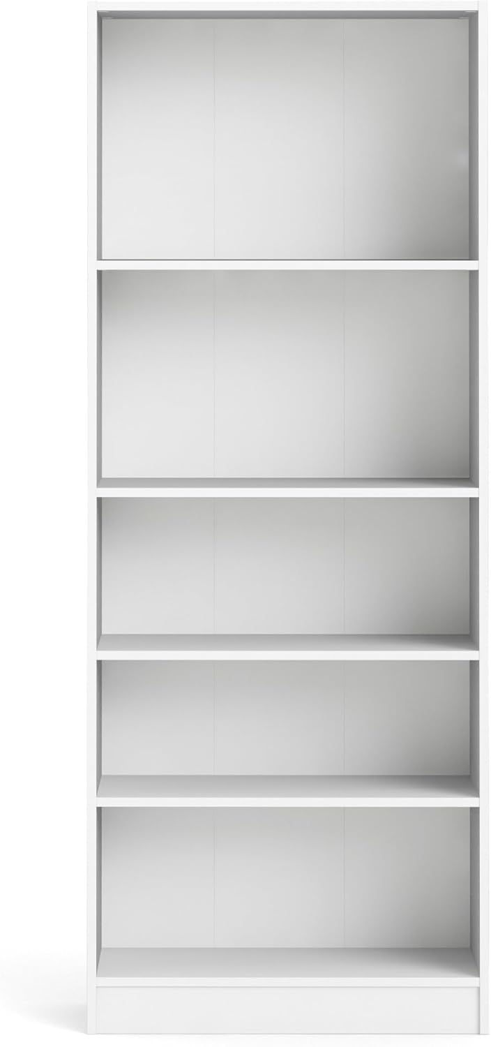 Tvilum Element Wide 5 Shelf Bookcase, Tall, White