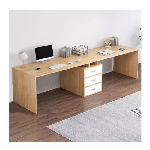 Desk for Two People Double Desk Wood with 3 Storage Drawers, Large 2 Person Computer Workstation, Home Office Desk, Long Desk. Writing Desk(Size:240x60x75cm,Color:Brown)