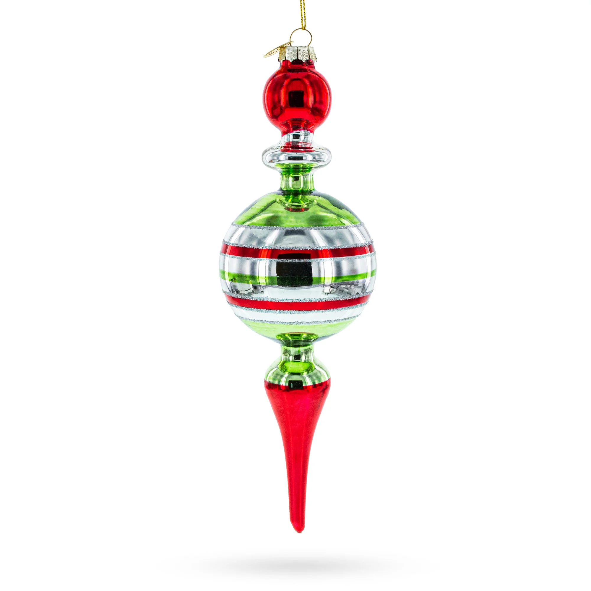 Vintage-Inspired Multicolored Finial - Timeless Blown Glass Christmas Ornament