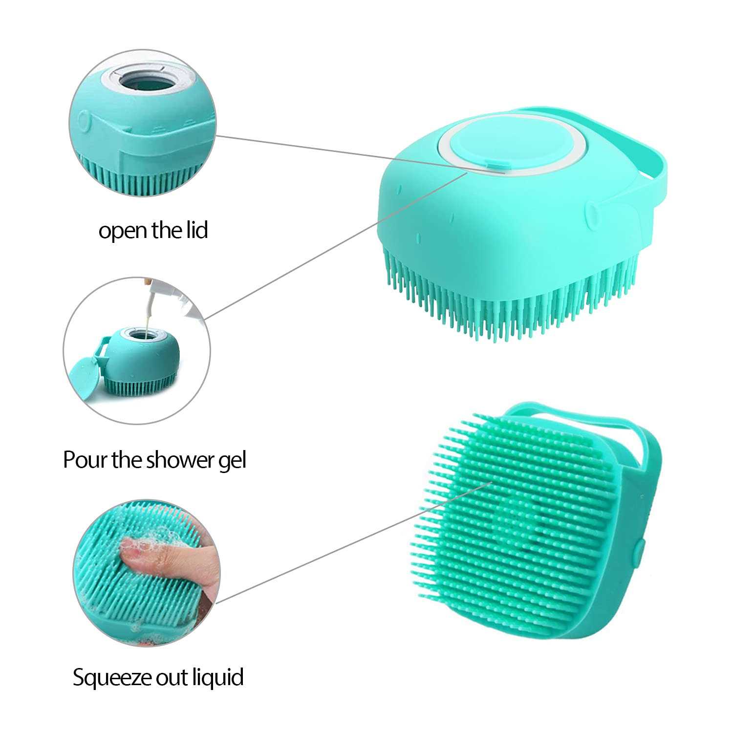 ELEGX Pet Grooming Bath Massage Brush with Soap and Shampoo Dispenser Soft Silicone Bristle for Long Short Haired Dogs Cats Shower - Pet Supplies online store
