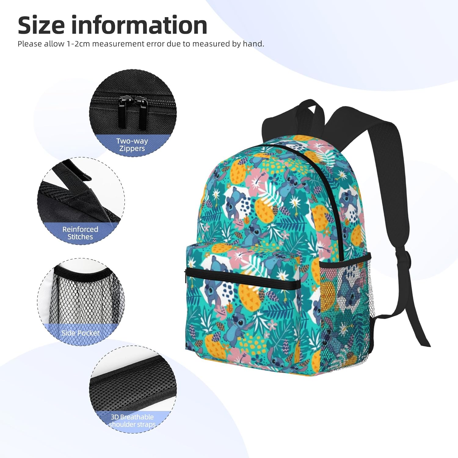 Stitch Backpack Set,15.7 inch Backpack with Water Bottle, Stitch School Supplies, Stitch Stuff Gift.