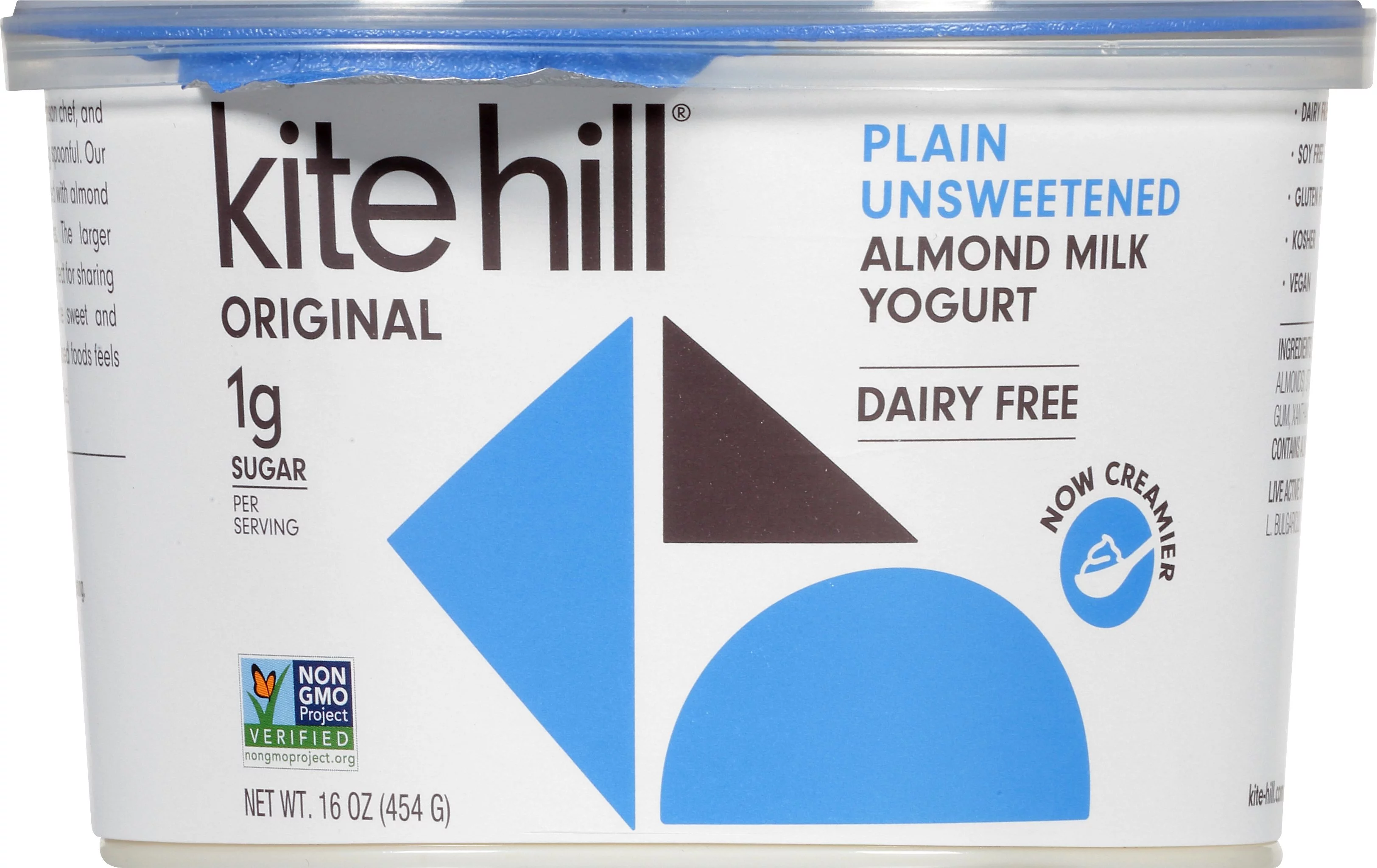 Kite Hill European Style Plain Unsweetened Almond Milk Yogurt, 16 Ounce -- 6 per case.