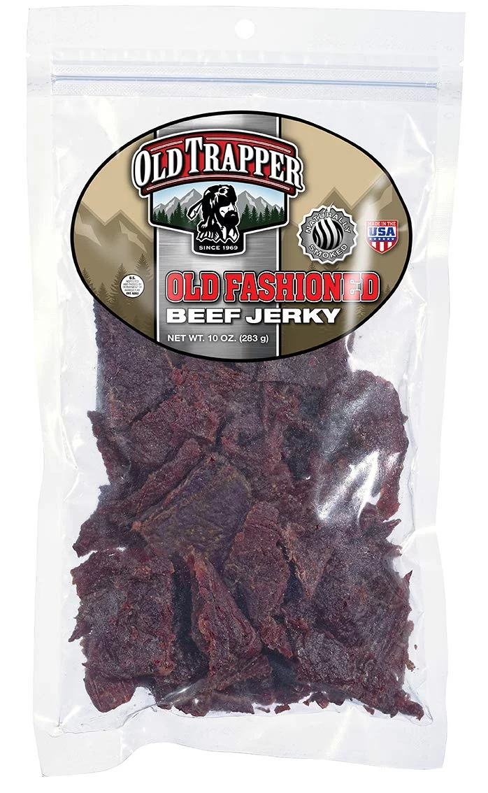 Old Trapper Old Fashioned Beef Jerky, Traditional Style Real Wood Smoked Keto Snack, 10 oz. Bag