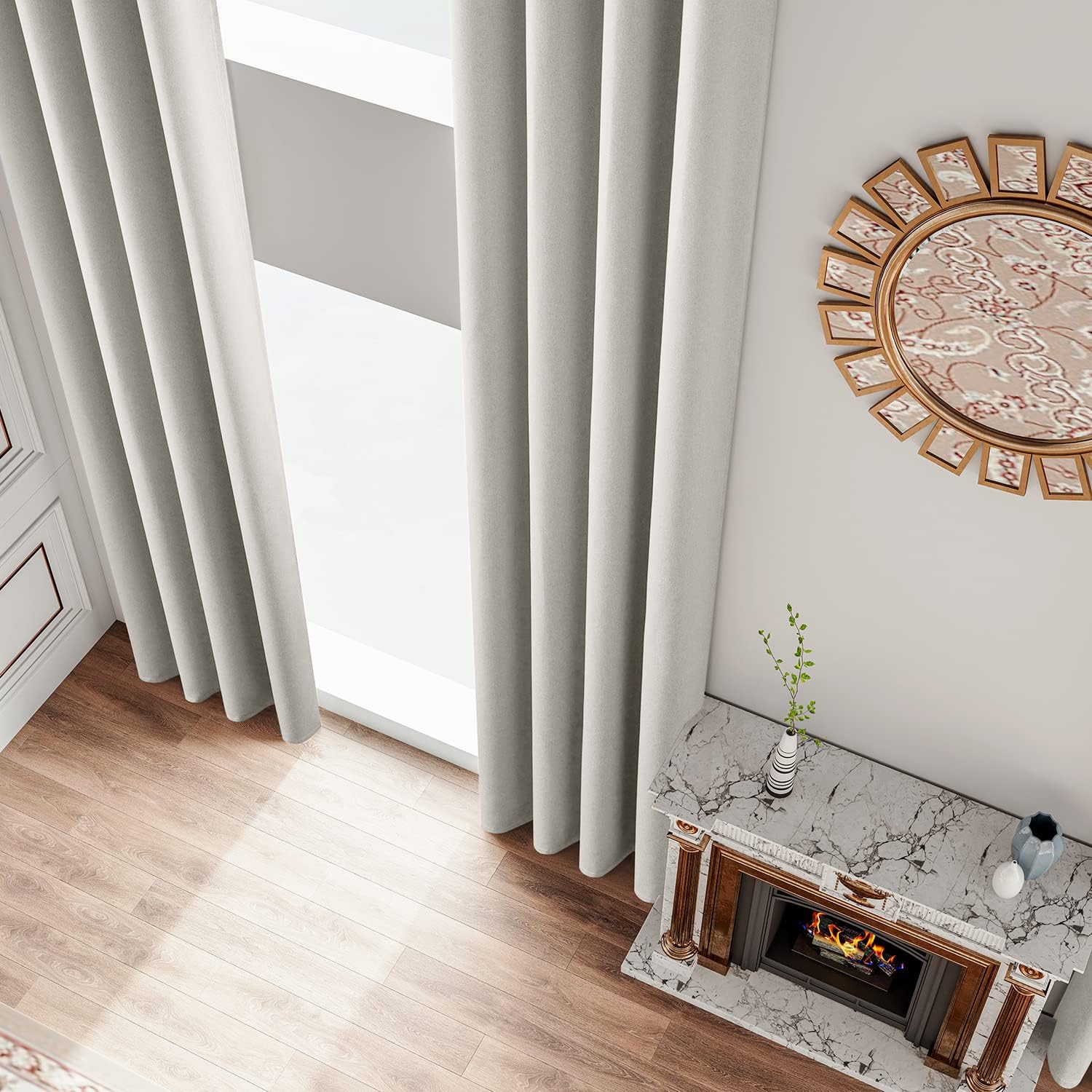 Faux Linen Total Blackout Extra Long Curtain,12ft-20ft Length Custom Made,2 Story Curtain for High Ceiling,Great Living Room,Bedroom and Loft(Silver White,1 Panel,52 x 144 Inch)