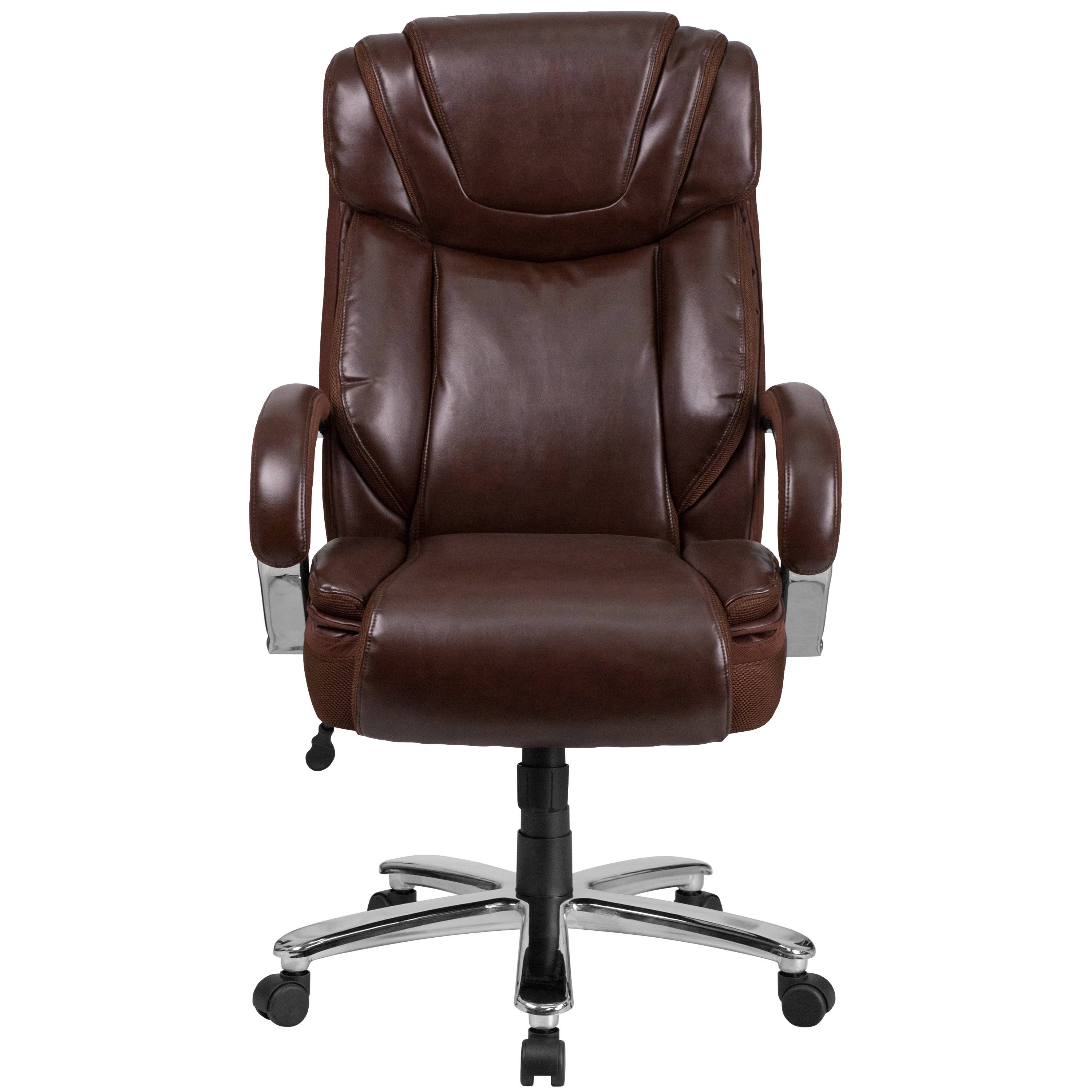 Big u0026 Tall 500 lb. Rated Brown Leather Executive Swivel Ergonomic Office Chair with Extra Wide Seat