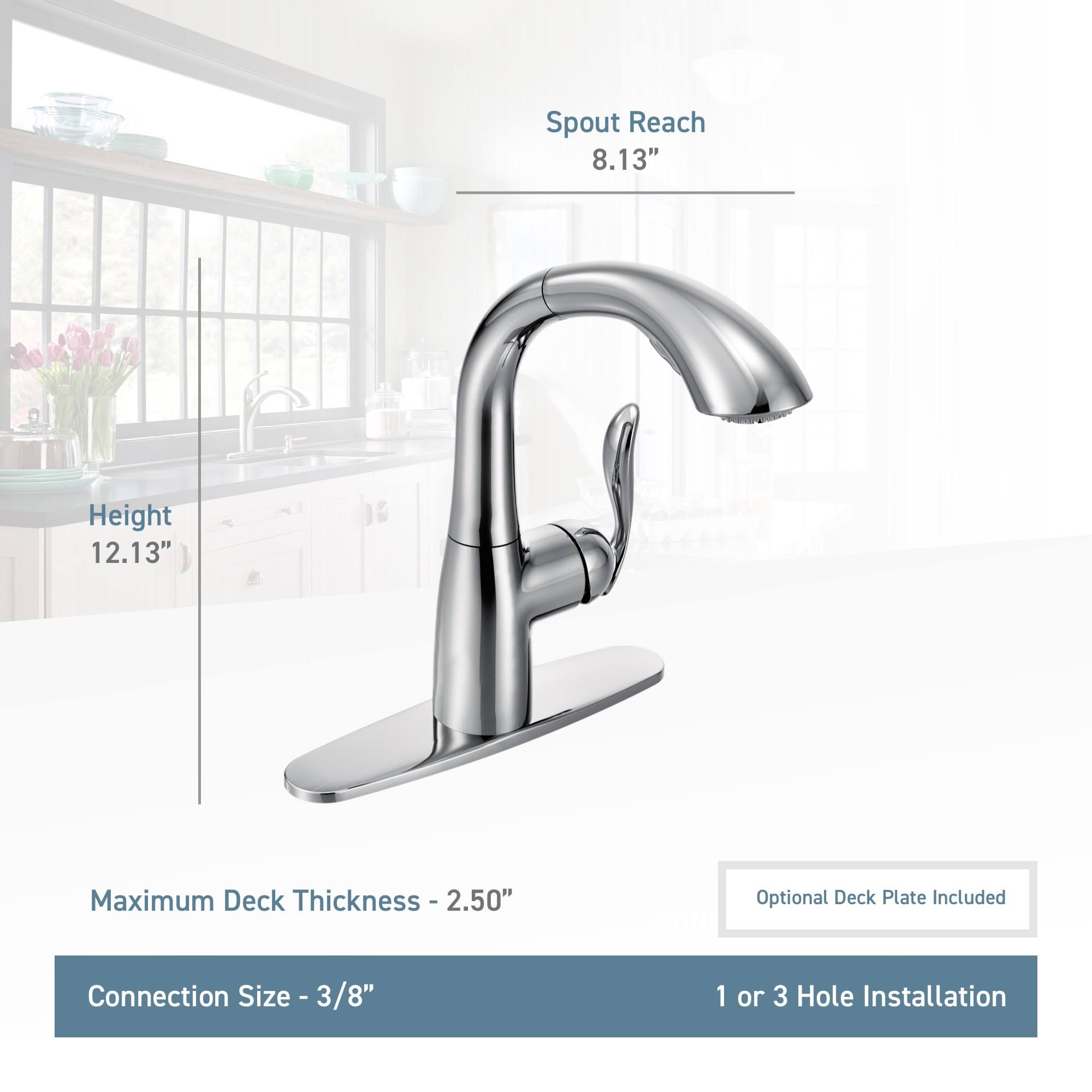 Moen 7294BL Arbor Single Handle High Arc Pullout Kitchen Faucet - Matte Black