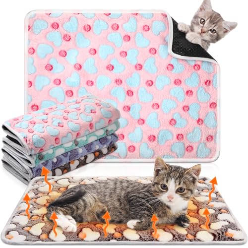 4 Pack Self Heating Cat Bed Cat Self Warming Pad with Removable Cover Extra Warm Thermal Pet Pad Washable Pet Crate Mat Anti Slip Kennel for Indoor Outdoor Pets (Christmas Tree,16 x 20 Inches)