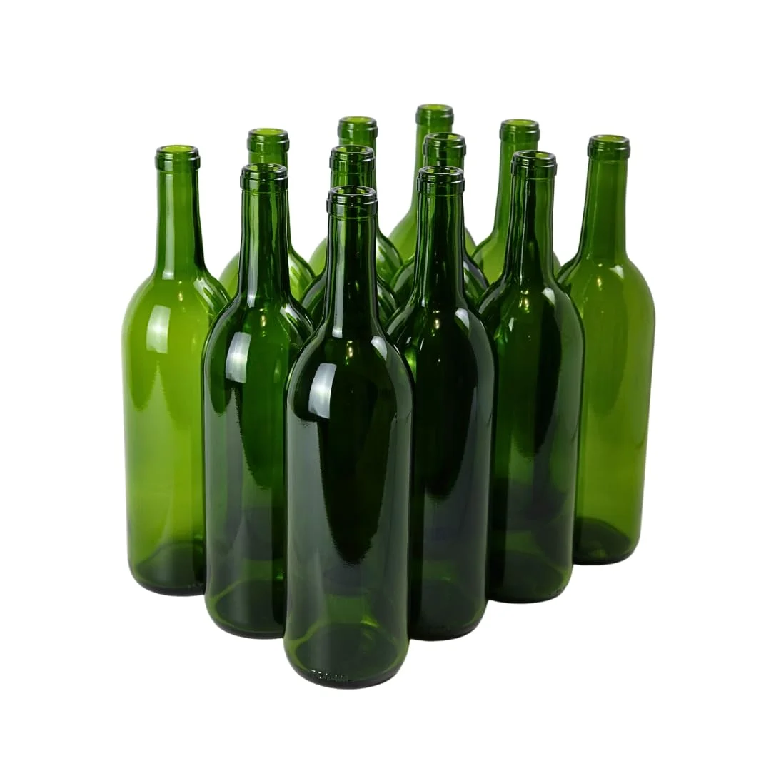 Green Wine Bottles, 750 Ml Capacity (Pack Of 12)