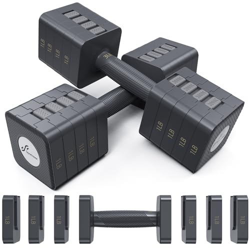 Adjustable Dumbbells Hand Weights Set: Sportneer 5 in 1 Weight Adjustment 10 LB Dumbbells Set of 2 Free Weights Fast Adjust Dumbbell Weight Set for Women Men Home Gym Exercise Workout Strength