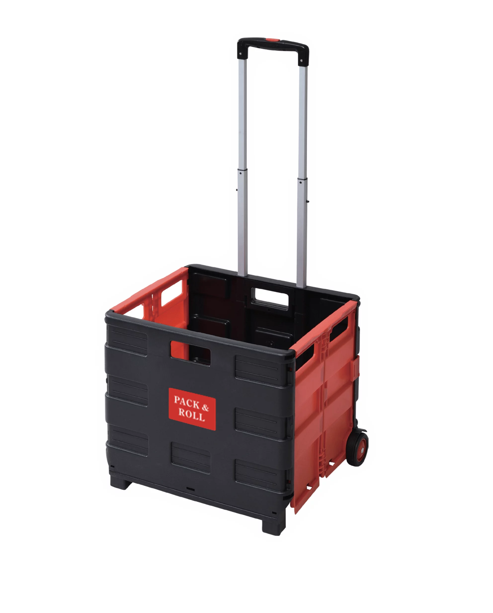 WS-Red Folding Shopping Cart Portable Utility Trolley Collapsible Basket Grocery, Rolling Utility Cart, Folding and Collapsible Hand Crate on Wheels