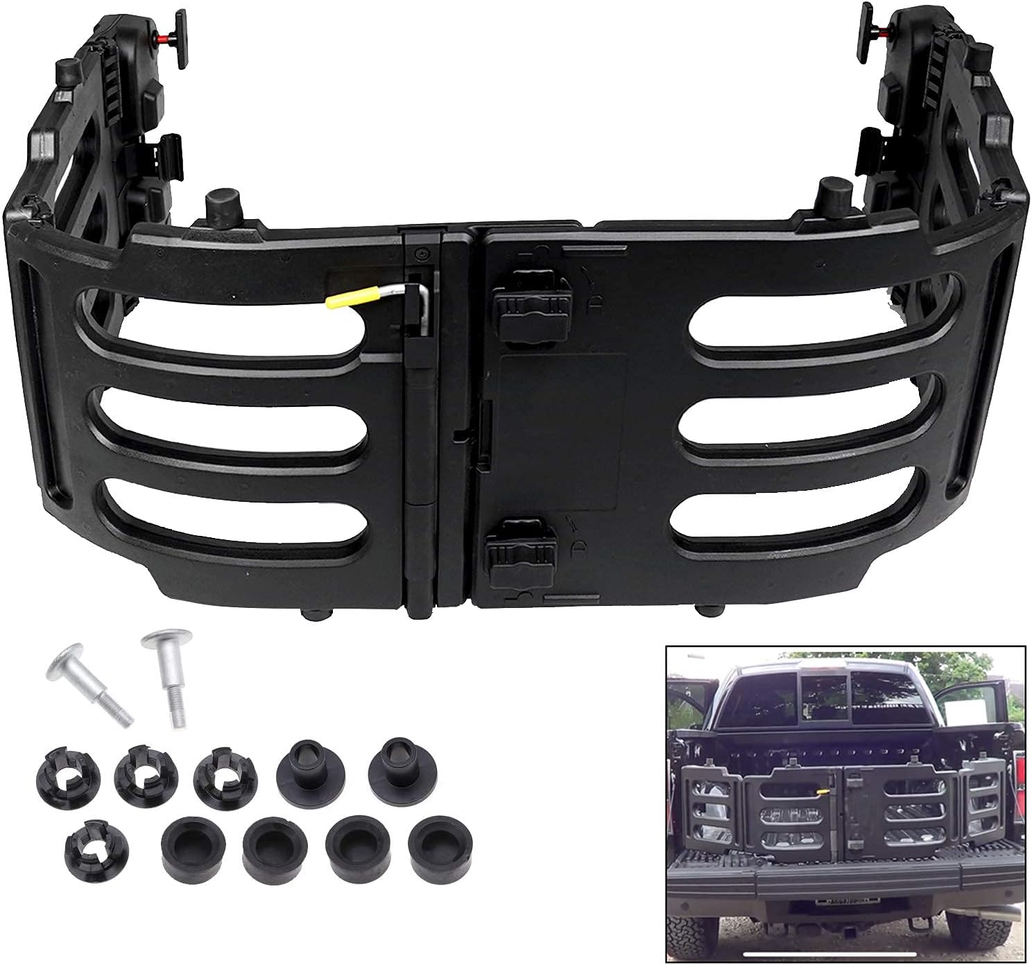 Stowable Tailgate Bed Extender Kit Fit for Ford F150 F-150 2015-2021 Including Raptor Model Replaces FL3Z-99286A40-C, Black