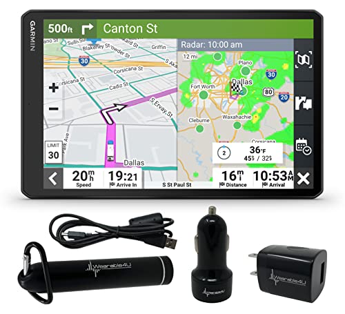 Wearable4U - Garmin RV 895 GPS Navigator, Large, Easy-to-Read 8, Custom RV Routing, High-Resolution Birdseye Satellite Imagery with Power Pack Bundle