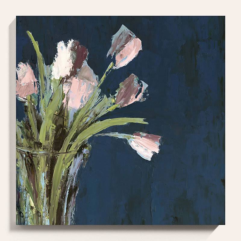 Tulips on Blue Stretched Canvas 40x22 x 40x22 - Ballard Designs
