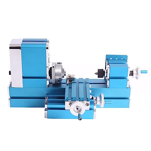 CJC All Metal Miniature Lathe - 36W 20000RPM Universal Mini Metal Lathe Machine - Power Metal Lathes For DIY CNC Tool Woodworking for Education Model Making (Blue）