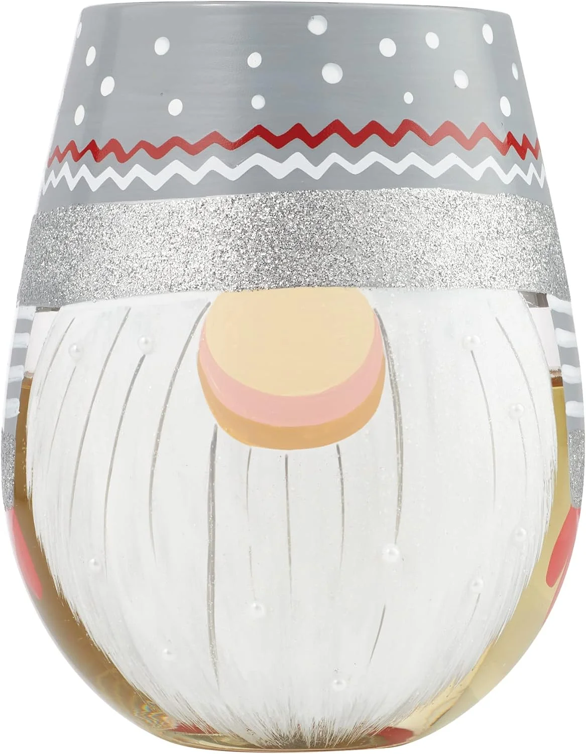 Designs By Holiday Sweet Gnome Hand-Painted Artisan Stemless Wine Glass, 20 Ounce, Multicolor