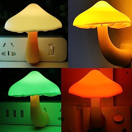 AUSAYE 4 Pack Plug in Night Light, Mushroom Light LED Nightlights for Kids, Adults, Bedroom, Bathroom,Hallway, Stairs, Kitchen White