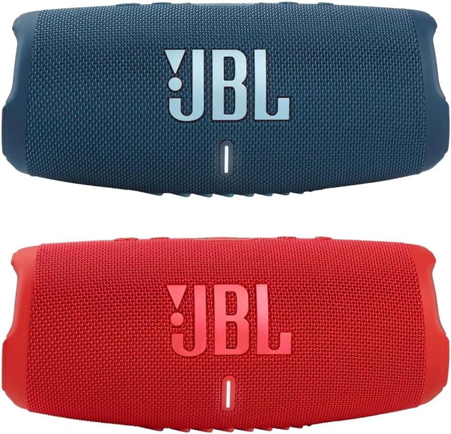 JBL Charge 5 - Waterproof Portable Bluetooth Speaker - Blue/Red (Pair)