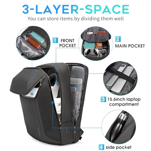 BANGE Men's Backpack for Work, Travel Laptop Backpack Fits 15.6 Inch Notebook, Business Work Backpack with USB3.0 Fast Charging Port…