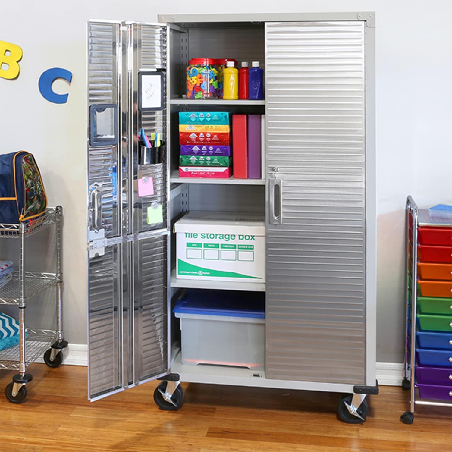 Seville Classics Full Door Rolling Storage Cabinet, 36