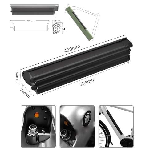 E-Bike Li-Ion Battery 36V Ebike Battery 10.4Ah 12Ah 13.6Ah Ebike Down Tube Battery for 350W 500W 750W 1000W Motor with Charger and Safety Lock LED Power Indicator,10.4ah
