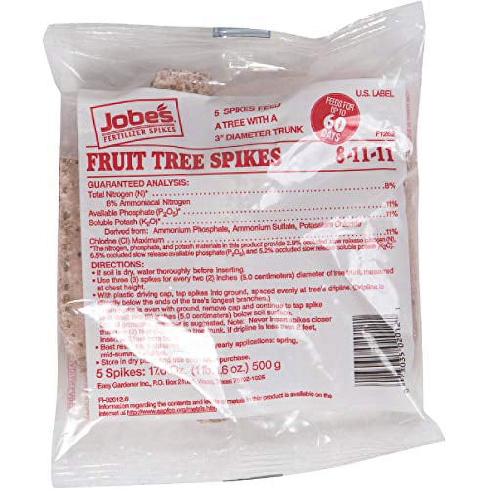 Jobe's 02012 Fruit Tree Fertilizer Spikes, 8-11-11, 5-Pk. - Quantity 32