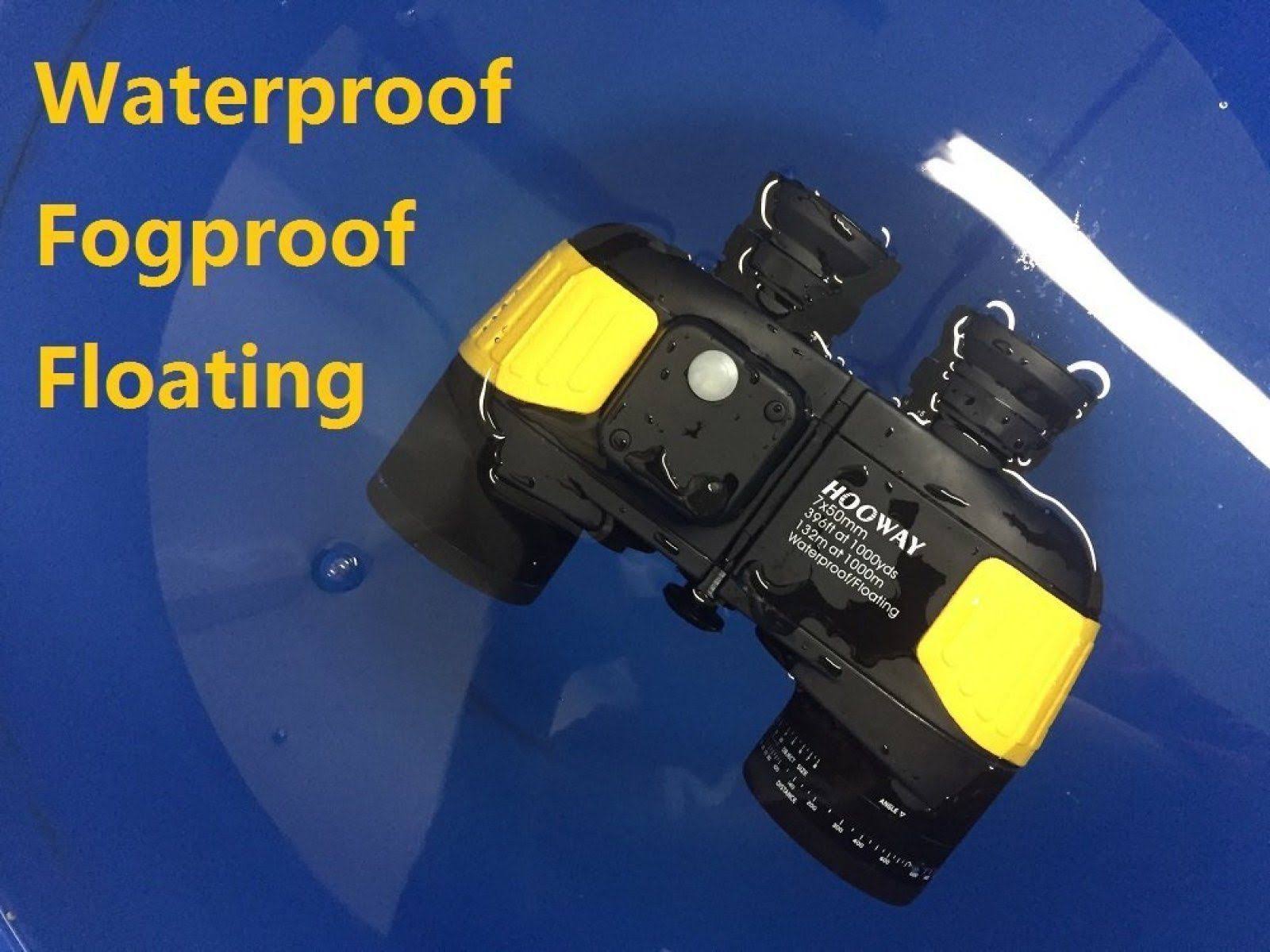 Hooway 7x50 Waterproof Fogproof Military Marine Binoculars w/ Internal Rangefinder u0026 Compass for