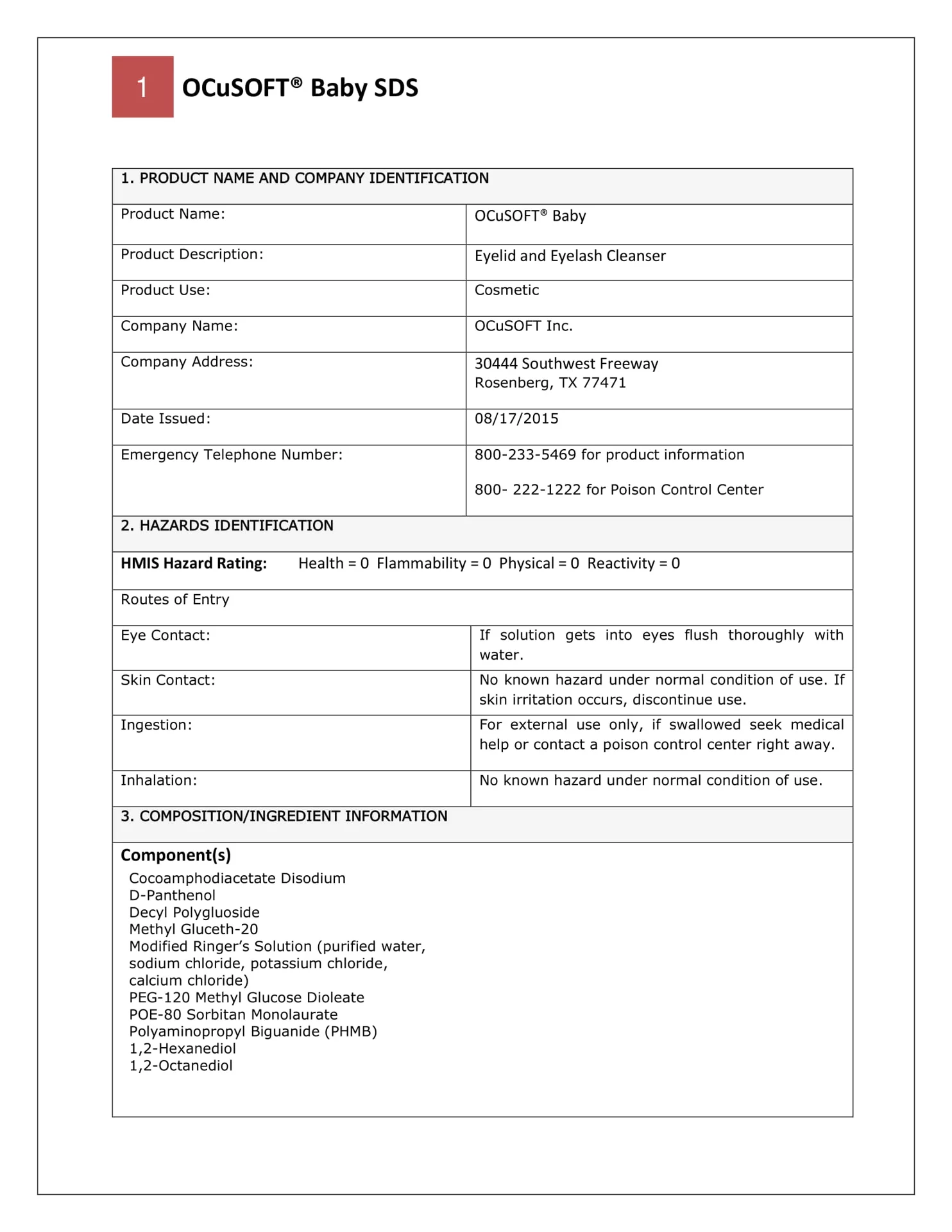 OCuSoft Baby Eyelid Eyelash Pre-Moistened Towelette Cleanser, 20 ct, 3 Pack