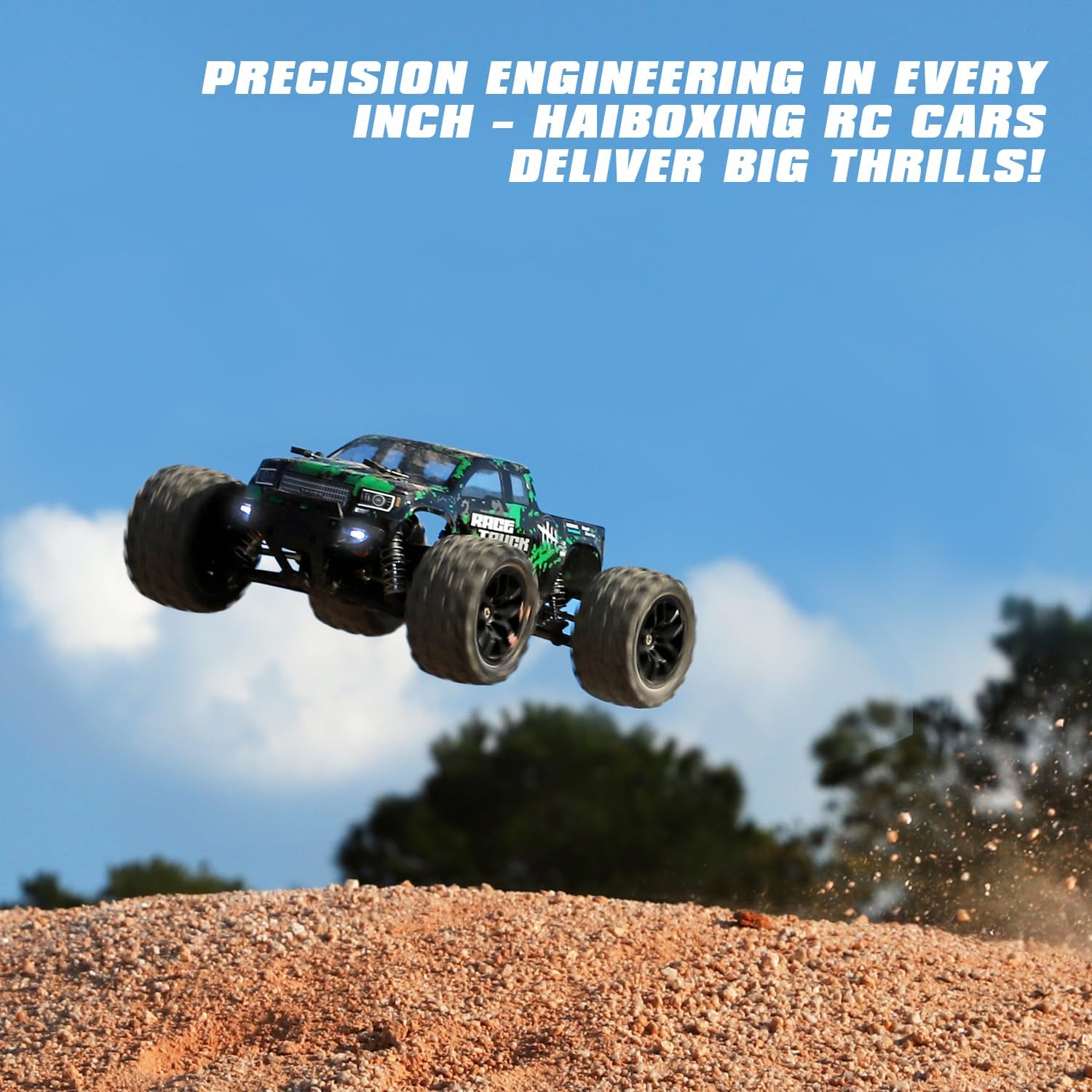 HAIBOXING 1:18 Scale All Terrain RC Car 18859, 36 KPH High Speed 4WD Electric Vehicle with 2.4 GHz Remote Control, 4X4 Waterproof Off-Road Truck with Two Rechargeable Batteries
