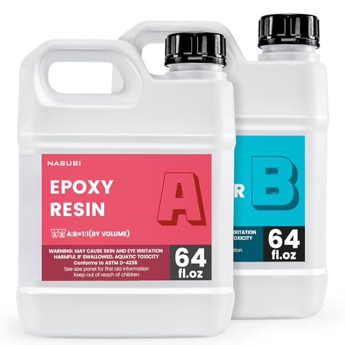 NASUBI Crystal Clear Epoxy Resin Kit - 68OZ Easy to Use Resin for Art, Mold, Wood, Jewelry, NO Bubbles, NO Odor, UV Resistant, 2 Part Casting Coating Resin Kit with Silicone Cups, Sticks, Pigment