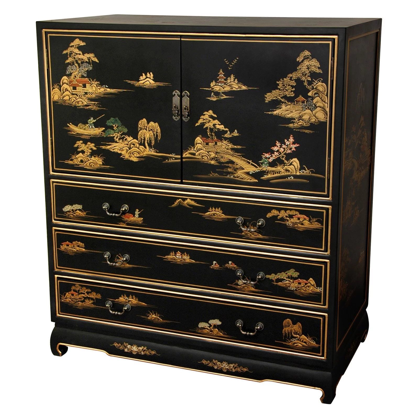 Oriental Furniture Black Lacquer Dresser, 42.00