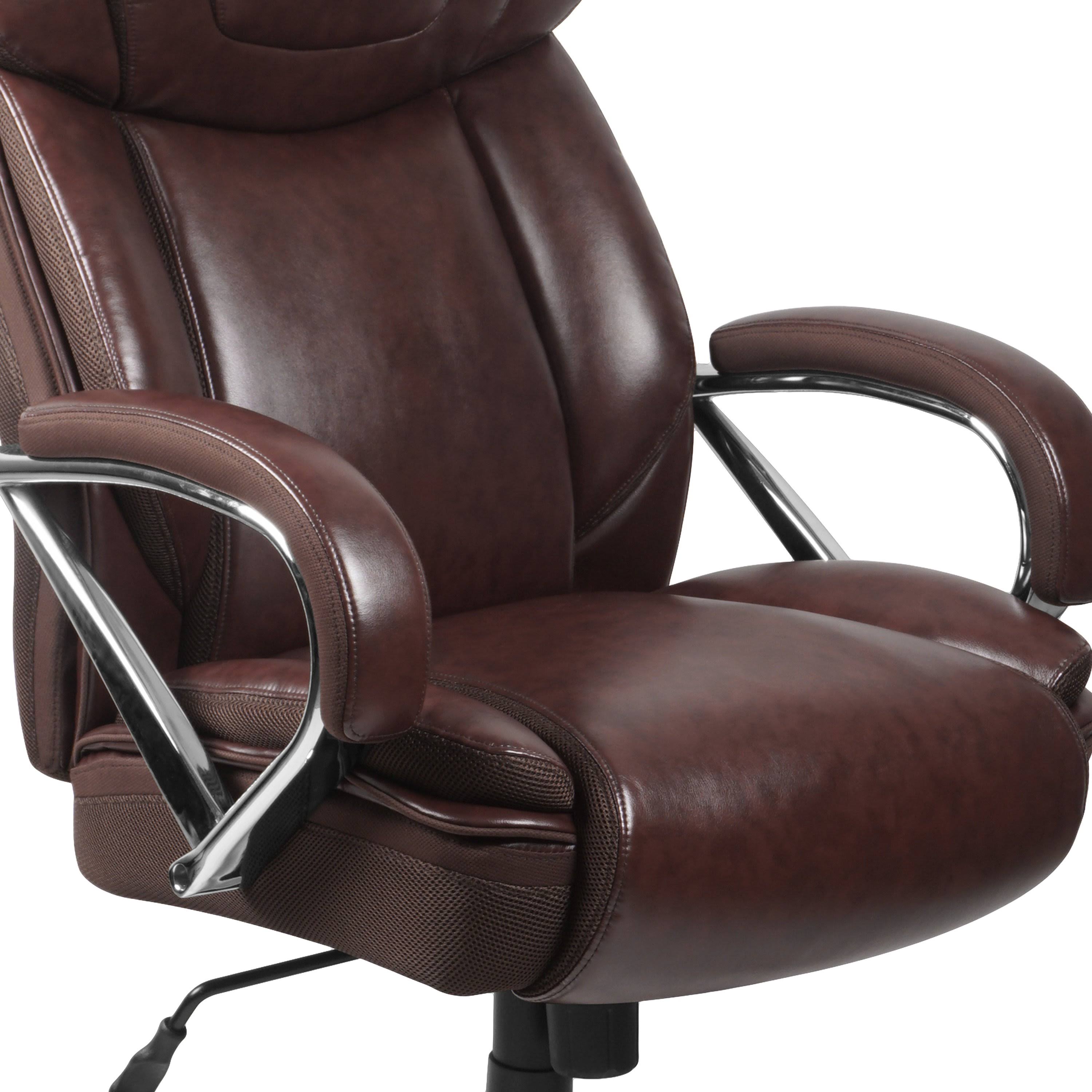 Big u0026 Tall 500 lb. Rated Brown Leather Executive Swivel Ergonomic Office Chair with Extra Wide Seat