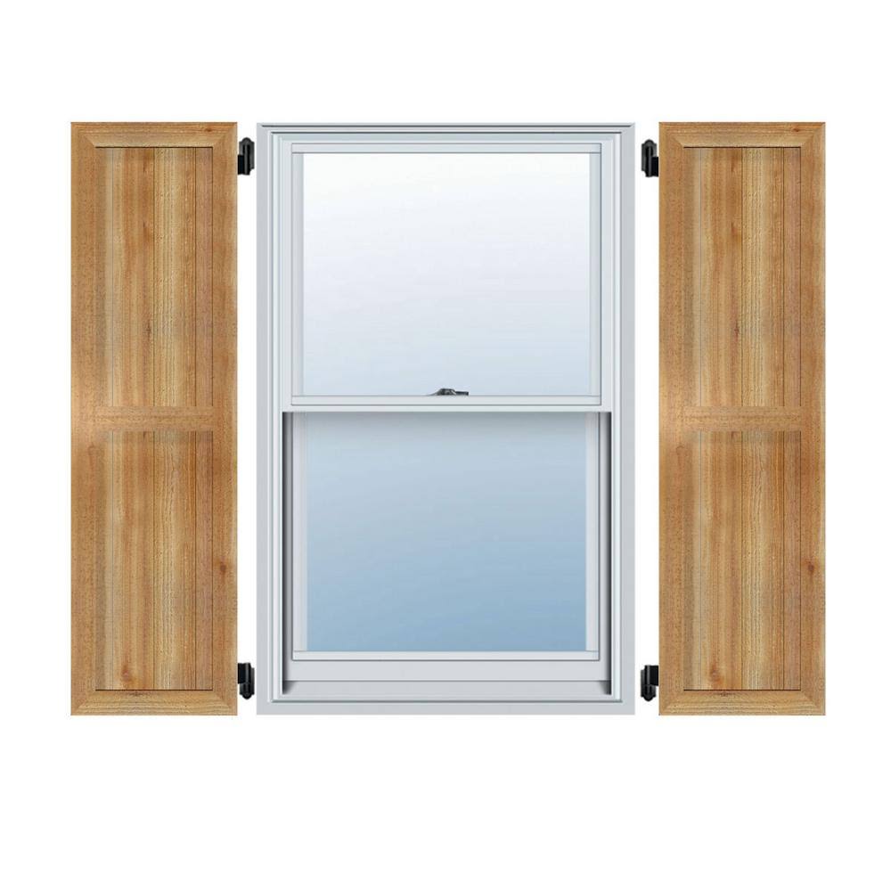6 3/4x22W x 34x22H TimberCraft Two 3 3/8x22 Boards Framed Board-n-Batten Shutters, Rough Sawn Western Red Cedar (Per Pair)